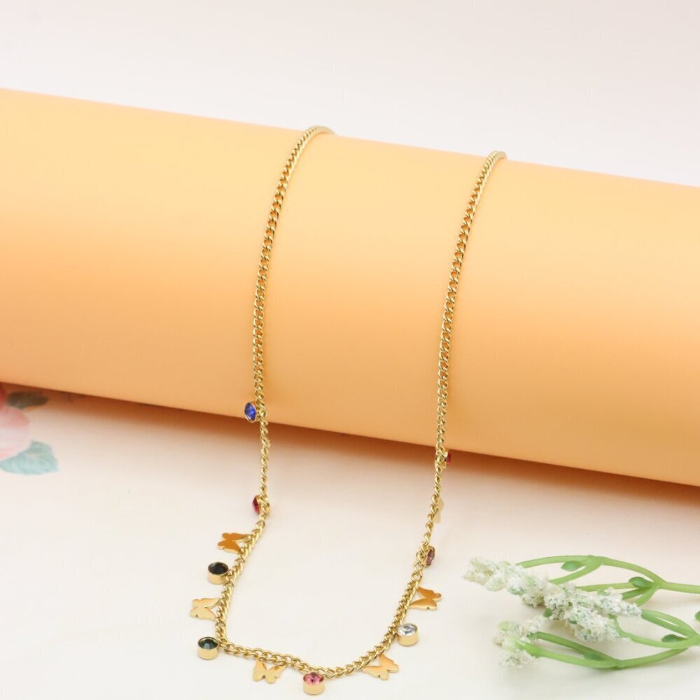 Colorful Charm Yellow Necklace with Gold Plated Chain, XPNL0371 - Picture 6 of 11